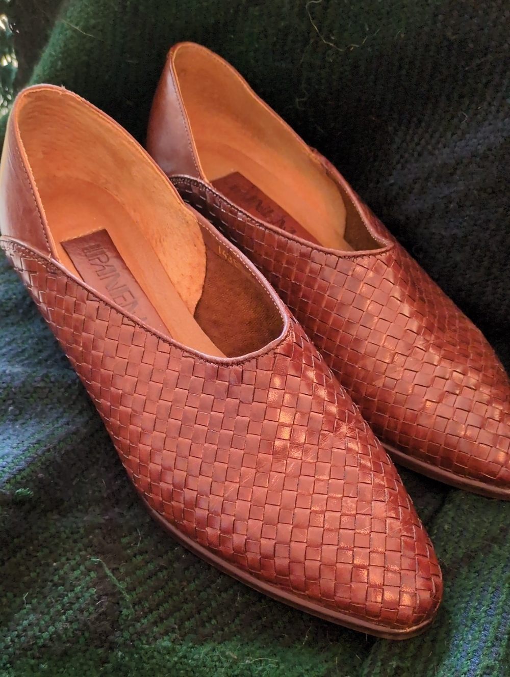Ipanema Franka Denmark Brown Woven Leather Pointed Toe Flats 5.5 M Vintage